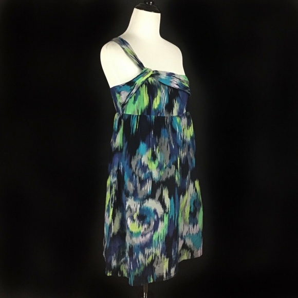 🦋LOFT One Shoulder Cotton Silk Blend Dress 6P - Picture 3 of 8